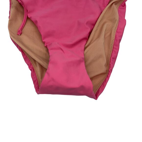 New J. Crew Pink Cheeky Beaded Side Tie Bikini Swim Bathing Suit Bottom Large - Picture 4 of 8